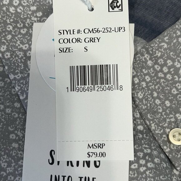 JACHS Men's Floral Shirt Summer Short Sleeve $79 Size Small Gray Button Up NEW - Picture 7 of 10